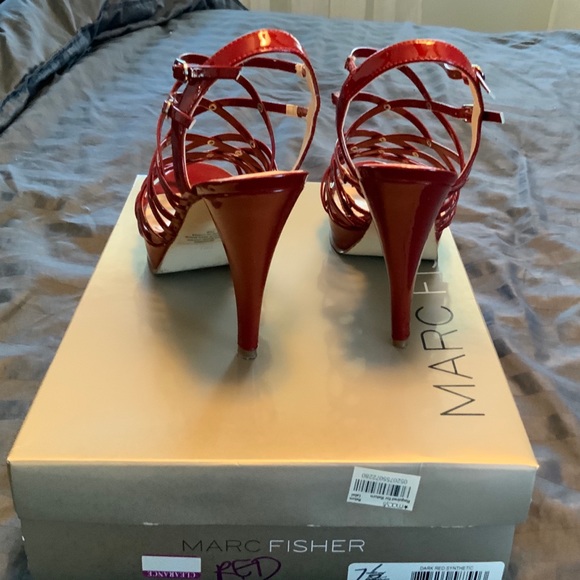 Marc Fisher studded caged heels in dk red patent - Picture 3 of 5